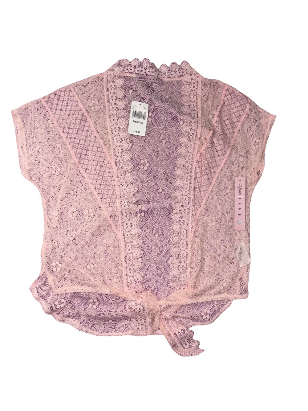 Crave Fame Pink Lace Tie-Front Camisole